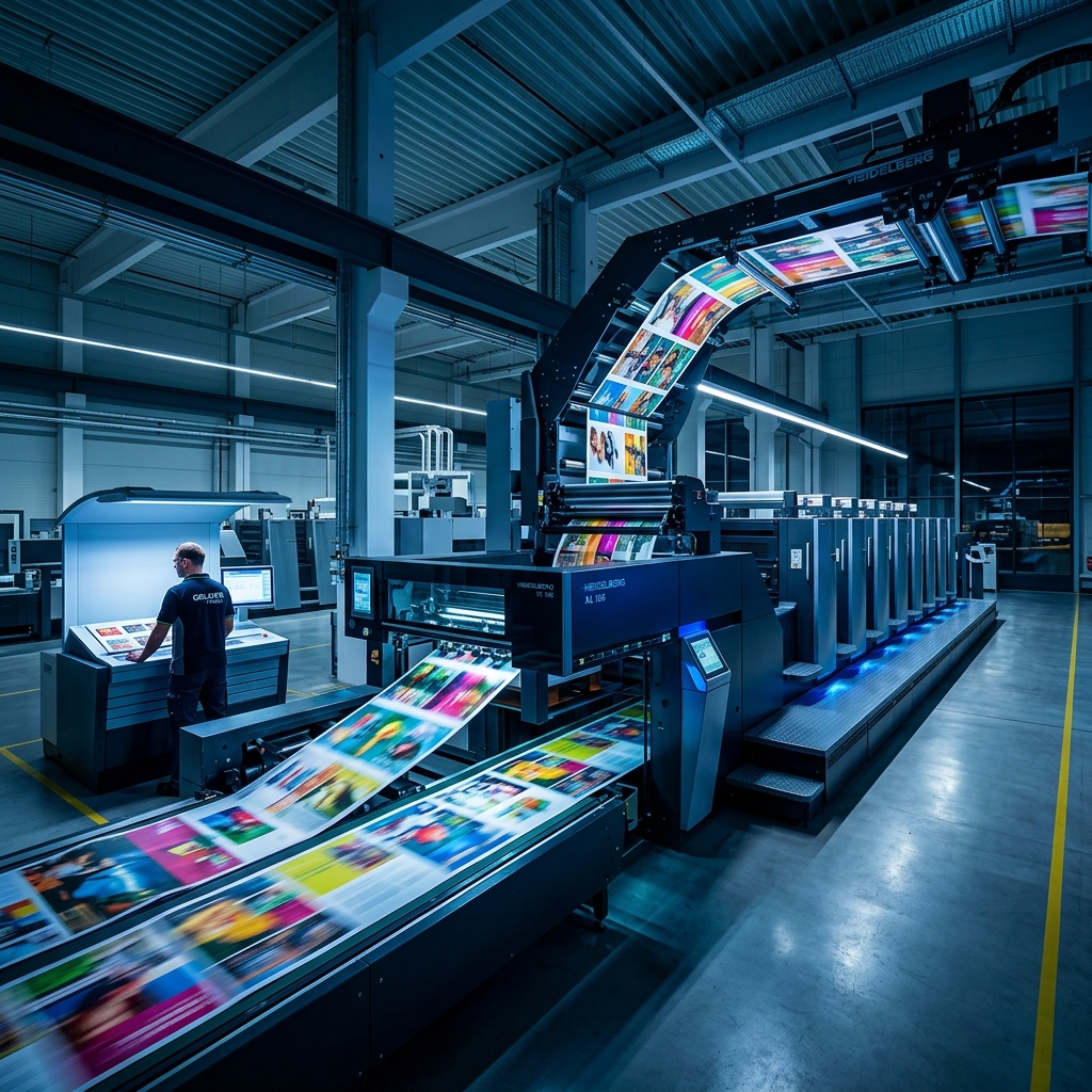 Modern printing press in action